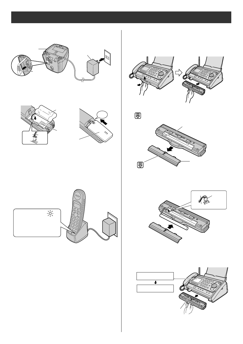Installations and connections, Setting up the portable handset, Setting up the hand scanner | Panasonic KX-PW37CL User Manual | Page 7 / 28