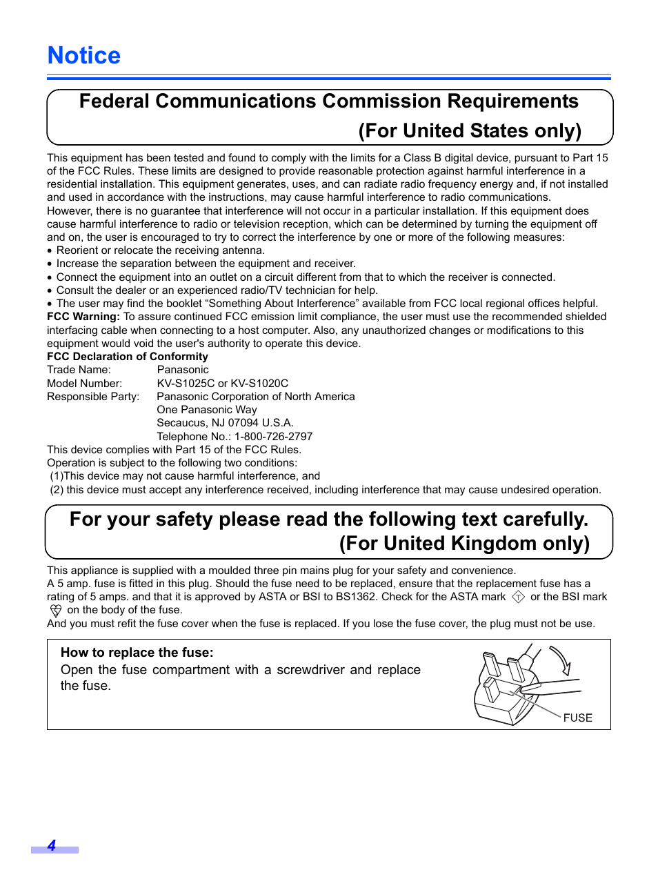 Notice | Panasonic KV-S1020C User Manual | Page 4 / 46