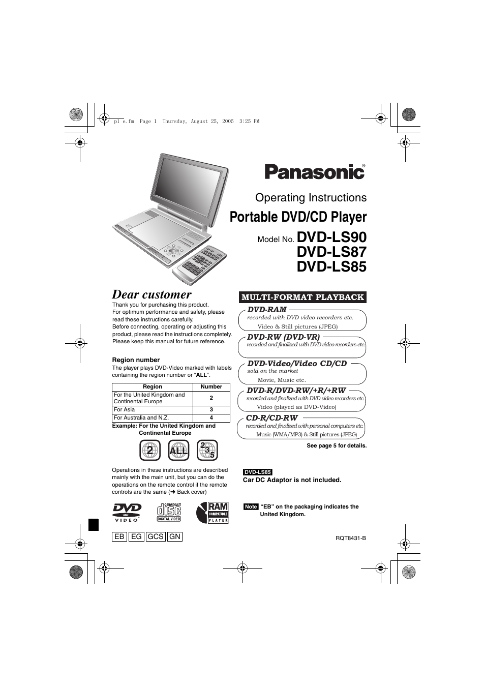 Panasonic DVD-LS87 User Manual | 28 pages