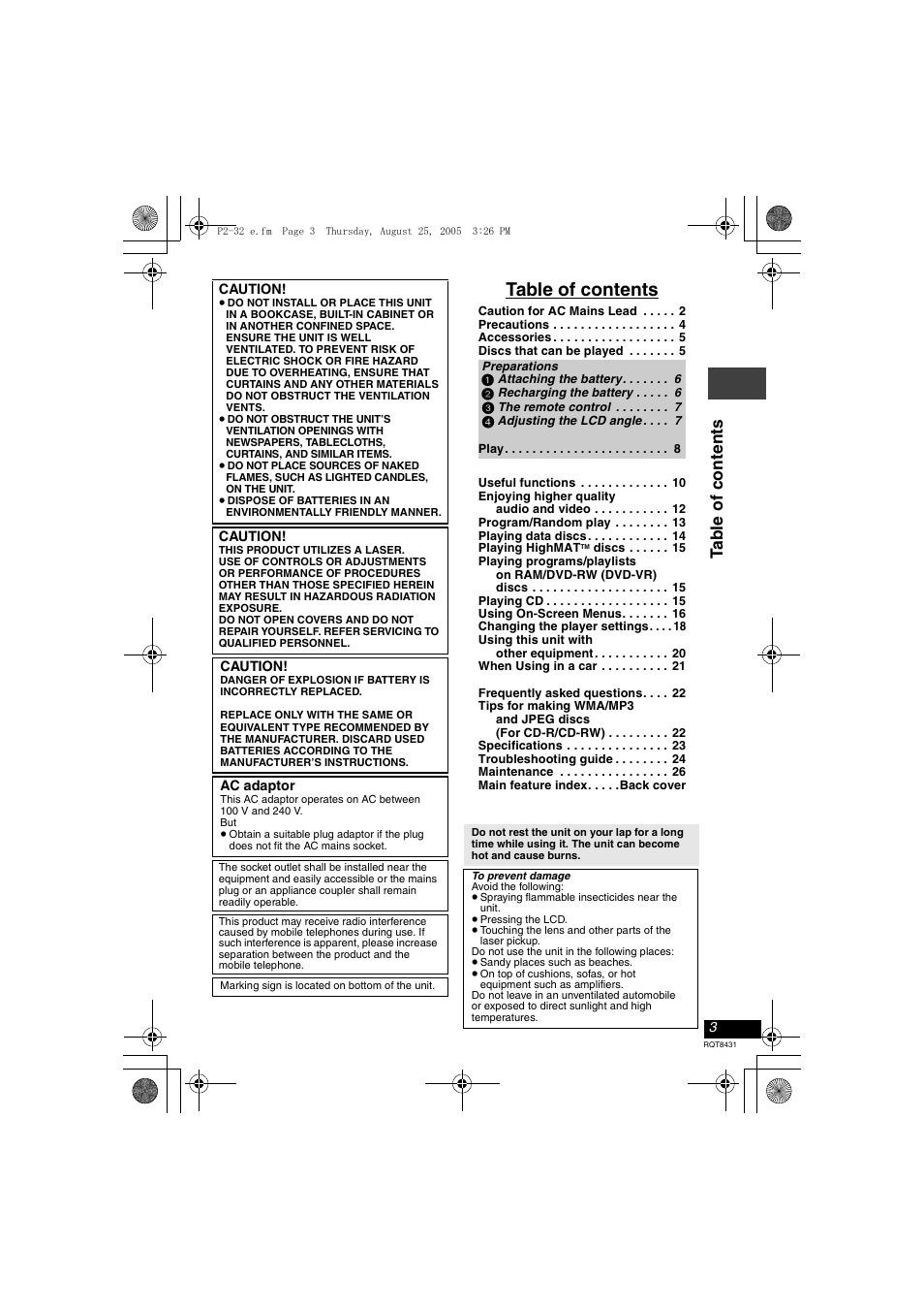 Panasonic DVD-LS87 User Manual | Page 3 / 28