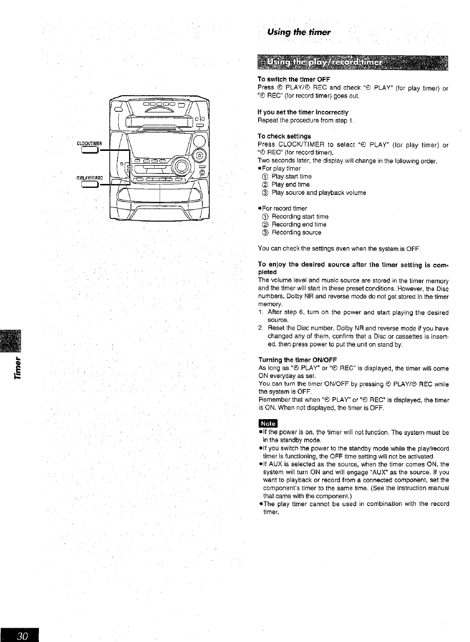 Using the timer | Panasonic SC-AK25 User Manual | Page 30 / 36