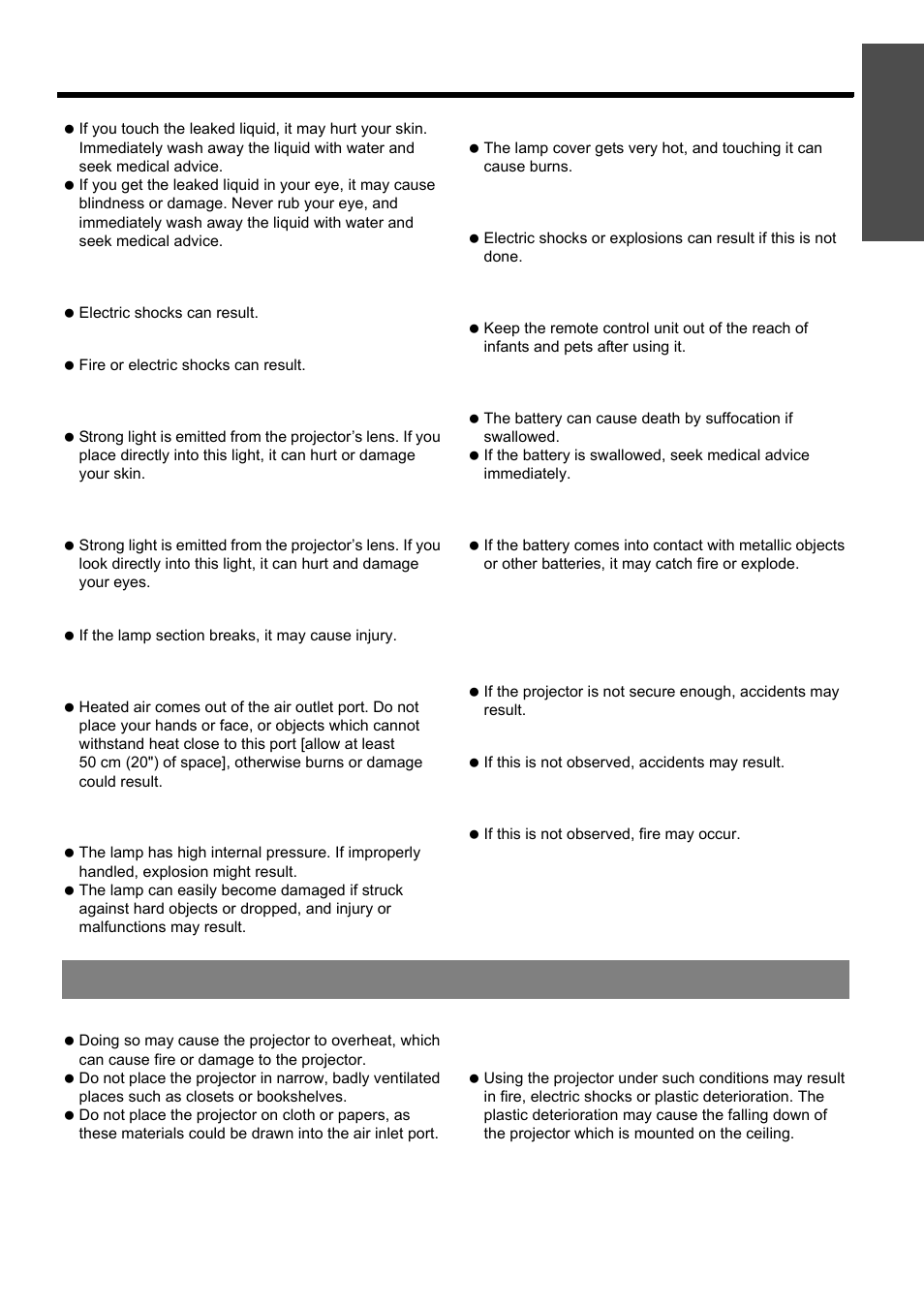 Cautions, Nglish - 7, Precautions with regard to safety | Important information | Panasonic PT-D5000S User Manual | Page 7 / 42