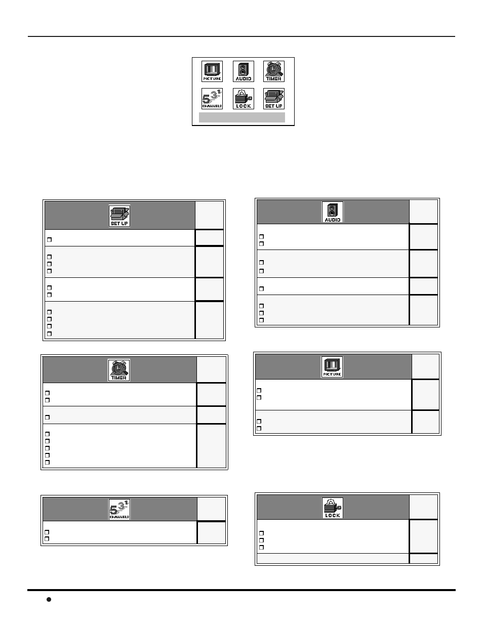 Menu de iconos principal, Menus de iconos, Menú de iconos | Menú de íconos principal, Exit | Panasonic CT-36SX12U User Manual | Page 54 / 72