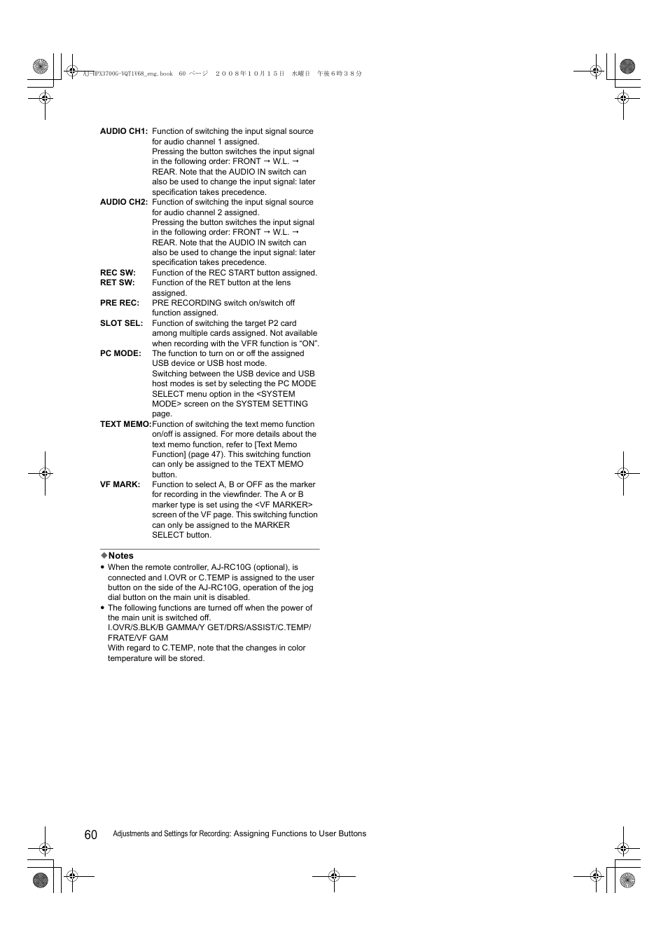 Panasonic AJ-P2C016RG User Manual | Page 60 / 212