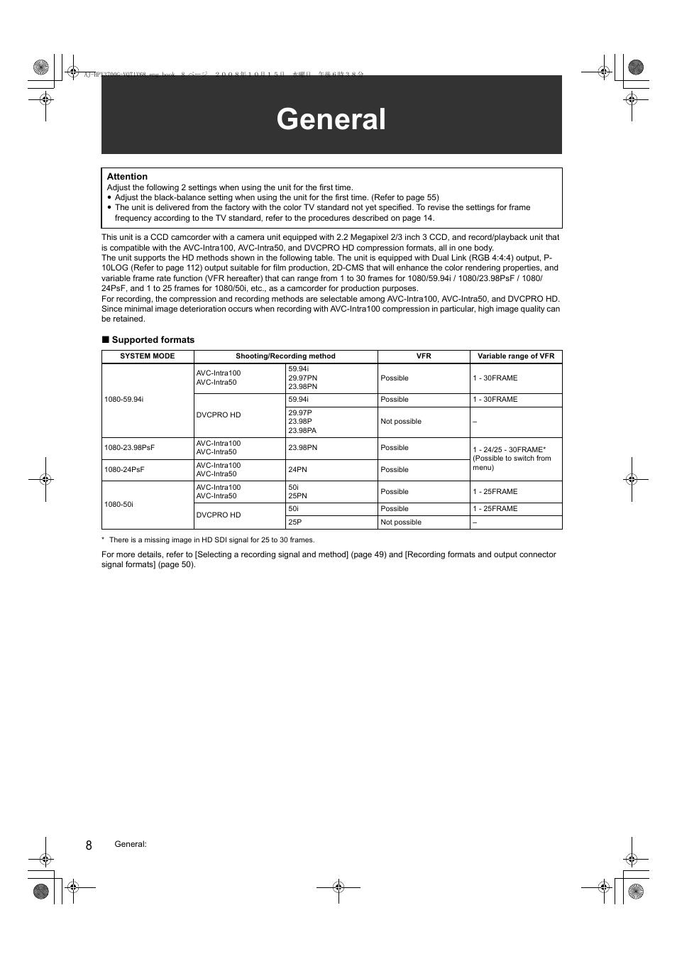 General | Panasonic AJ-P2C016RG User Manual | Page 8 / 212