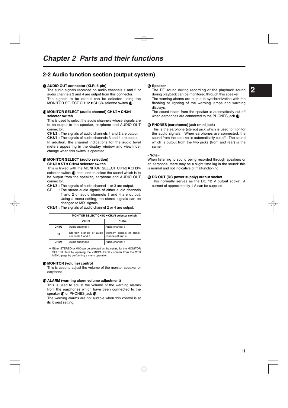 Chapter 2 parts and their functions | Panasonic AJ-HDX400E User Manual | Page 11 / 102