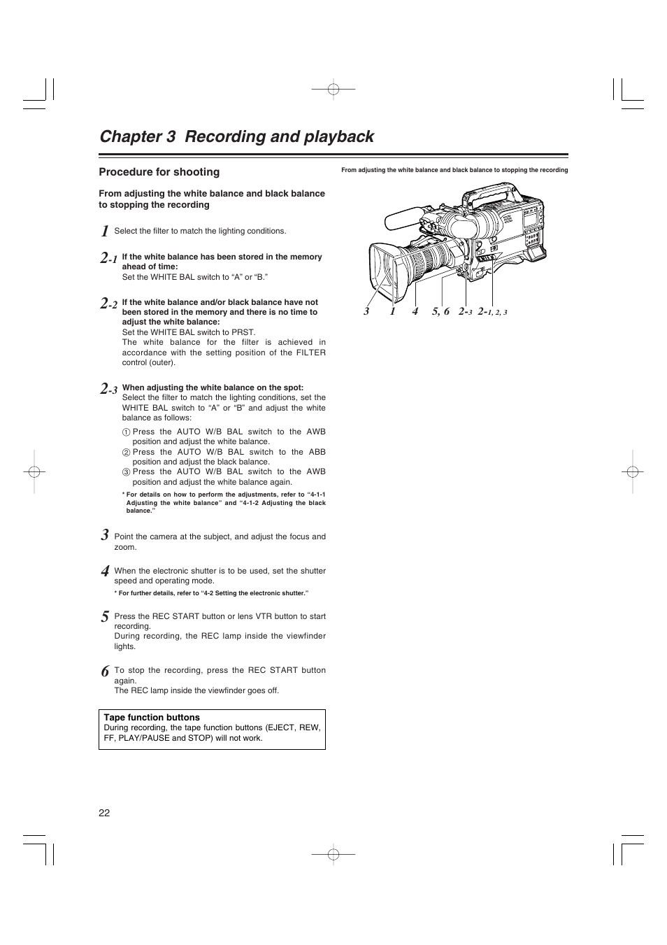 Chapter 3 recording and playback | Panasonic AJ-HDX400E User Manual | Page 22 / 102
