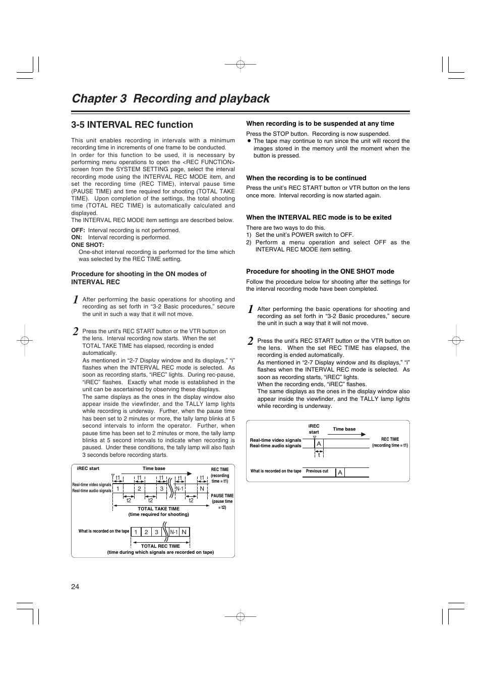 5 interval rec function, Interval rec function, Chapter 3 recording and playback | Panasonic AJ-HDX400E User Manual | Page 24 / 102