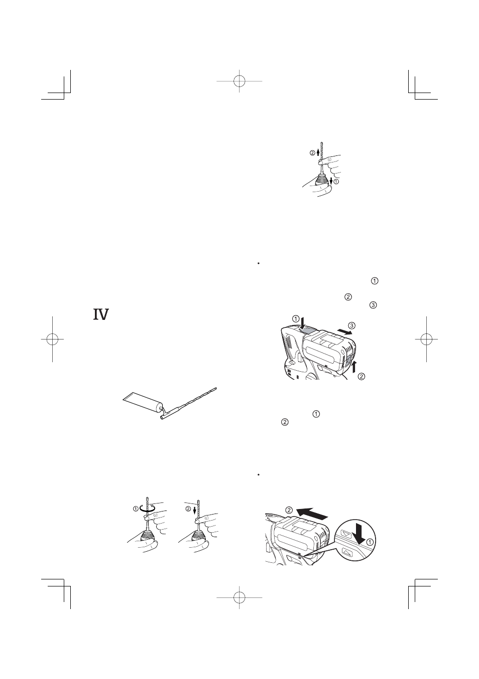 Montage, Fixez ou enlevez le foret mandrin | Panasonic EY7880 User Manual | Page 20 / 44