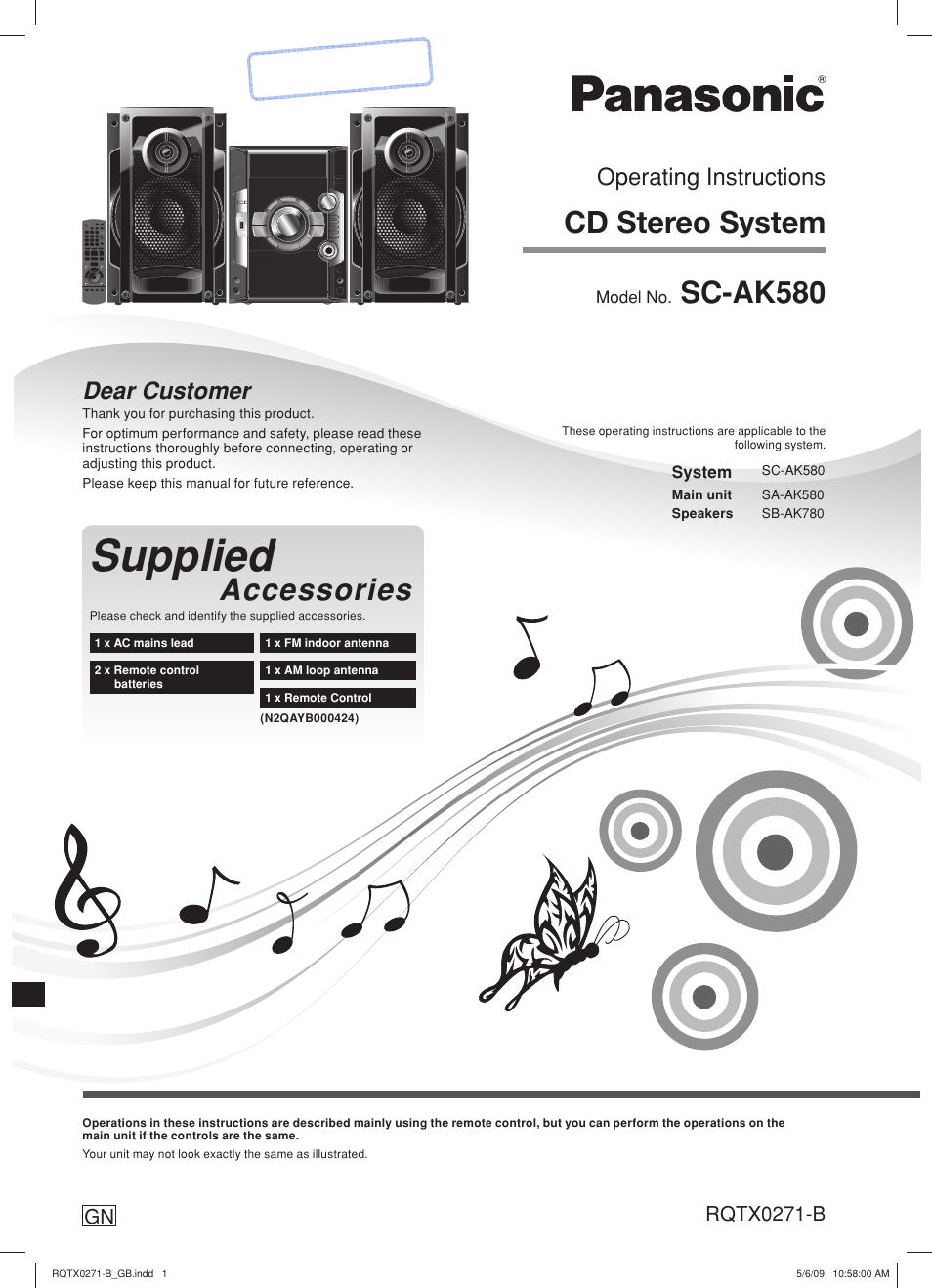 Panasonic SC SB-AK780 User Manual | 20 pages