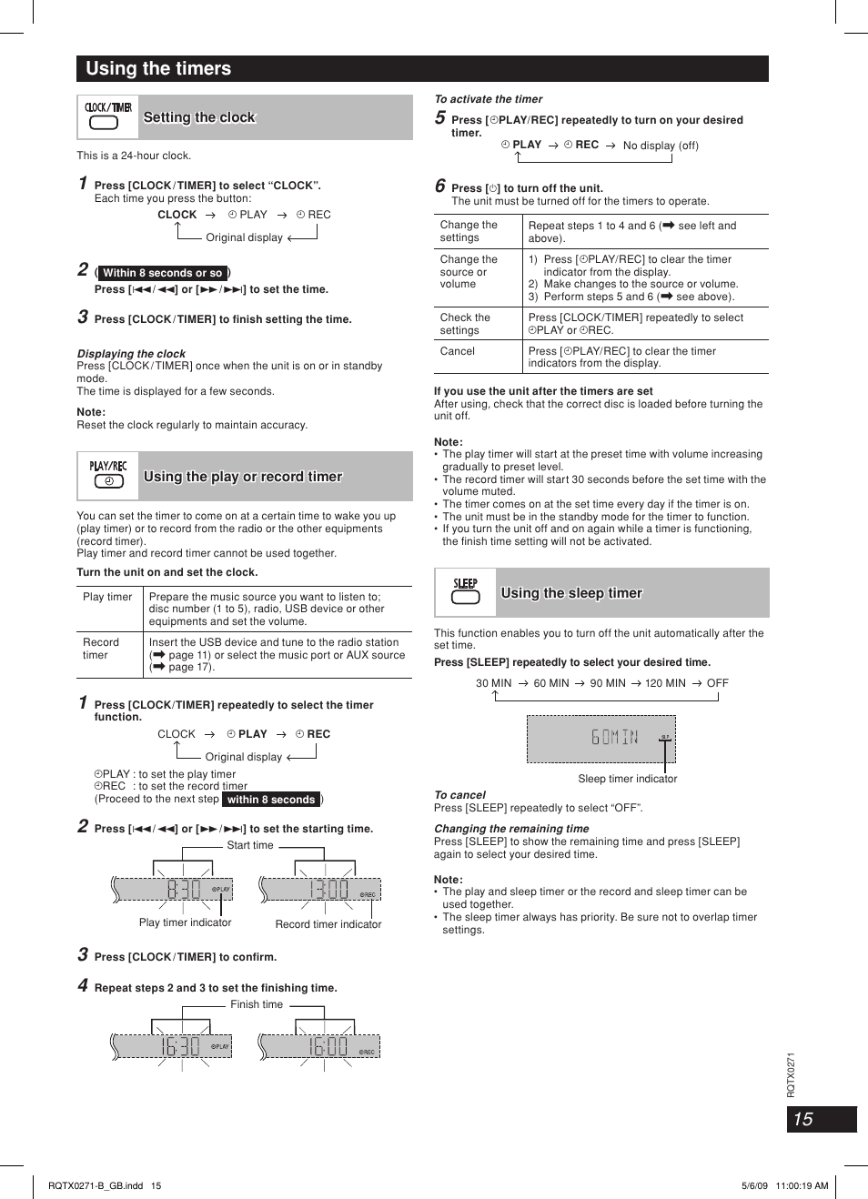 Using the timers | Panasonic SC SB-AK780 User Manual | Page 15 / 20