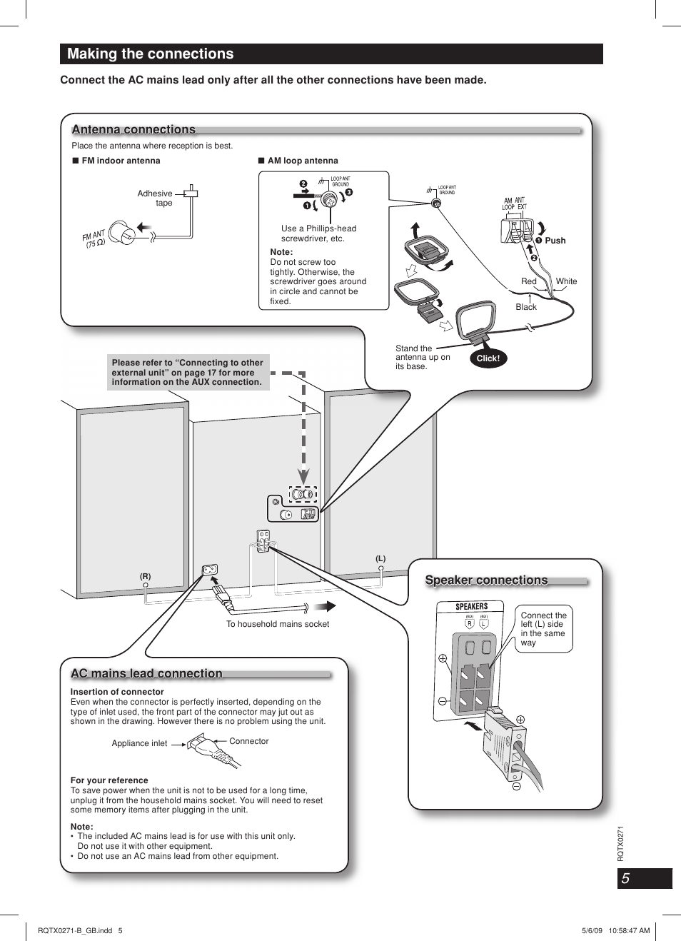 Making the connections | Panasonic SC SB-AK780 User Manual | Page 5 / 20