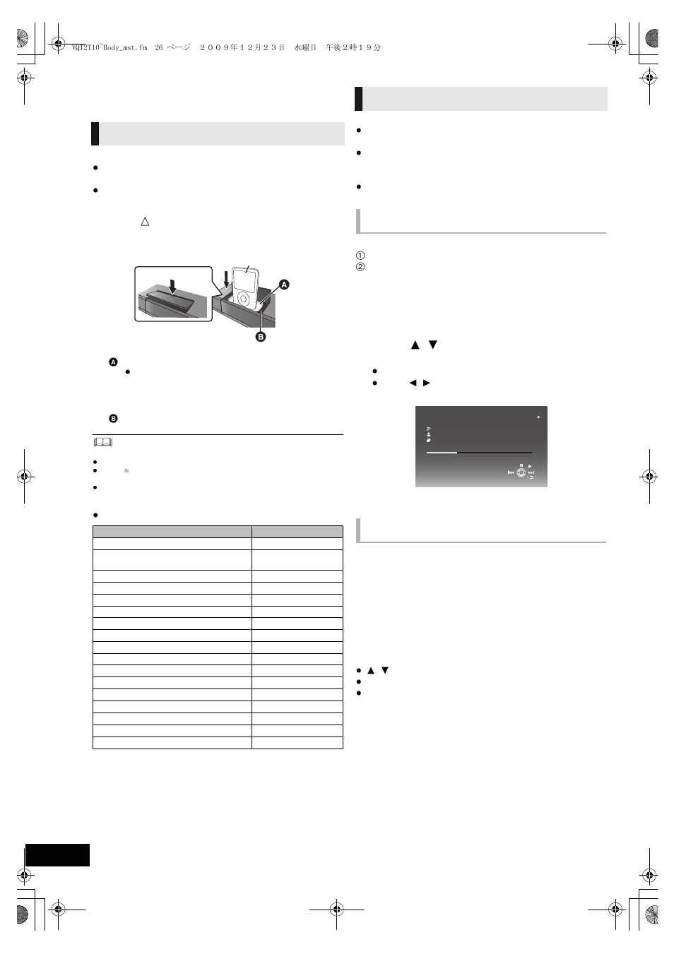 Other devices, Using the ipod, Ipod connection | Ipod playback, Enjoy music/video enjoy photos | Panasonic VQT2T10 User Manual | Page 26 / 44
