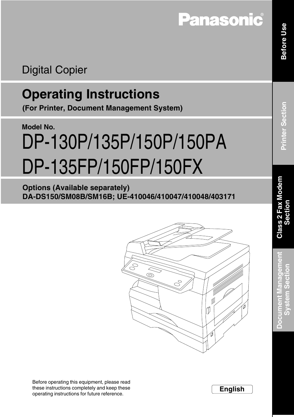 Panasonic 150P User Manual | 153 pages