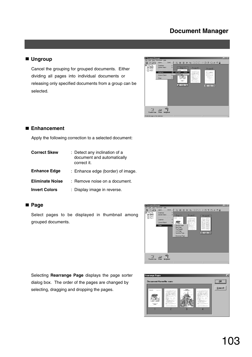 Document manager | Panasonic 150P User Manual | Page 103 / 153