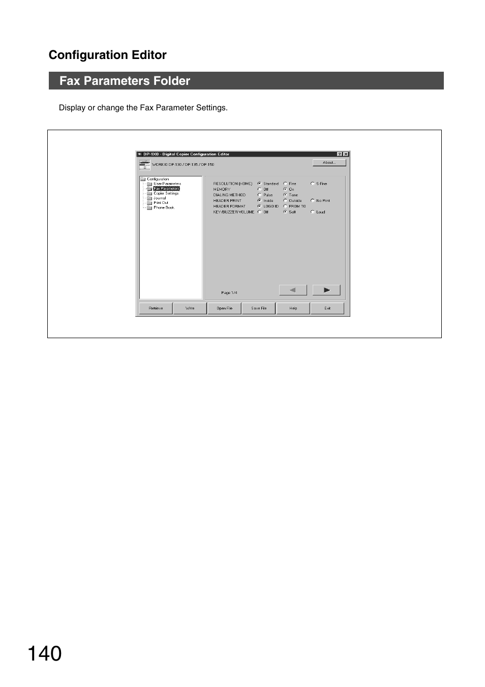 Fax parameters folder | Panasonic 150P User Manual | Page 140 / 153