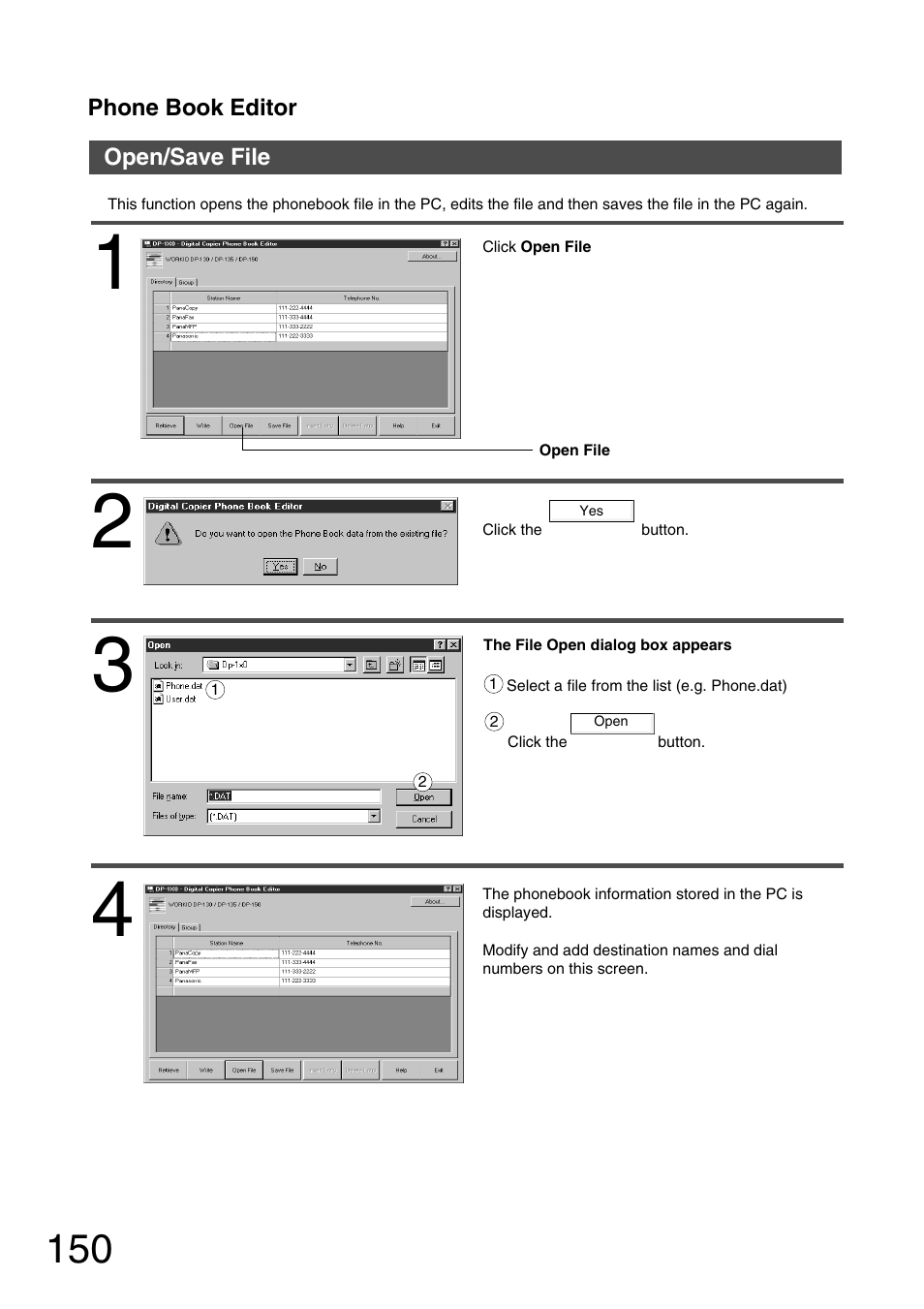 Open/save file | Panasonic 150P User Manual | Page 150 / 153