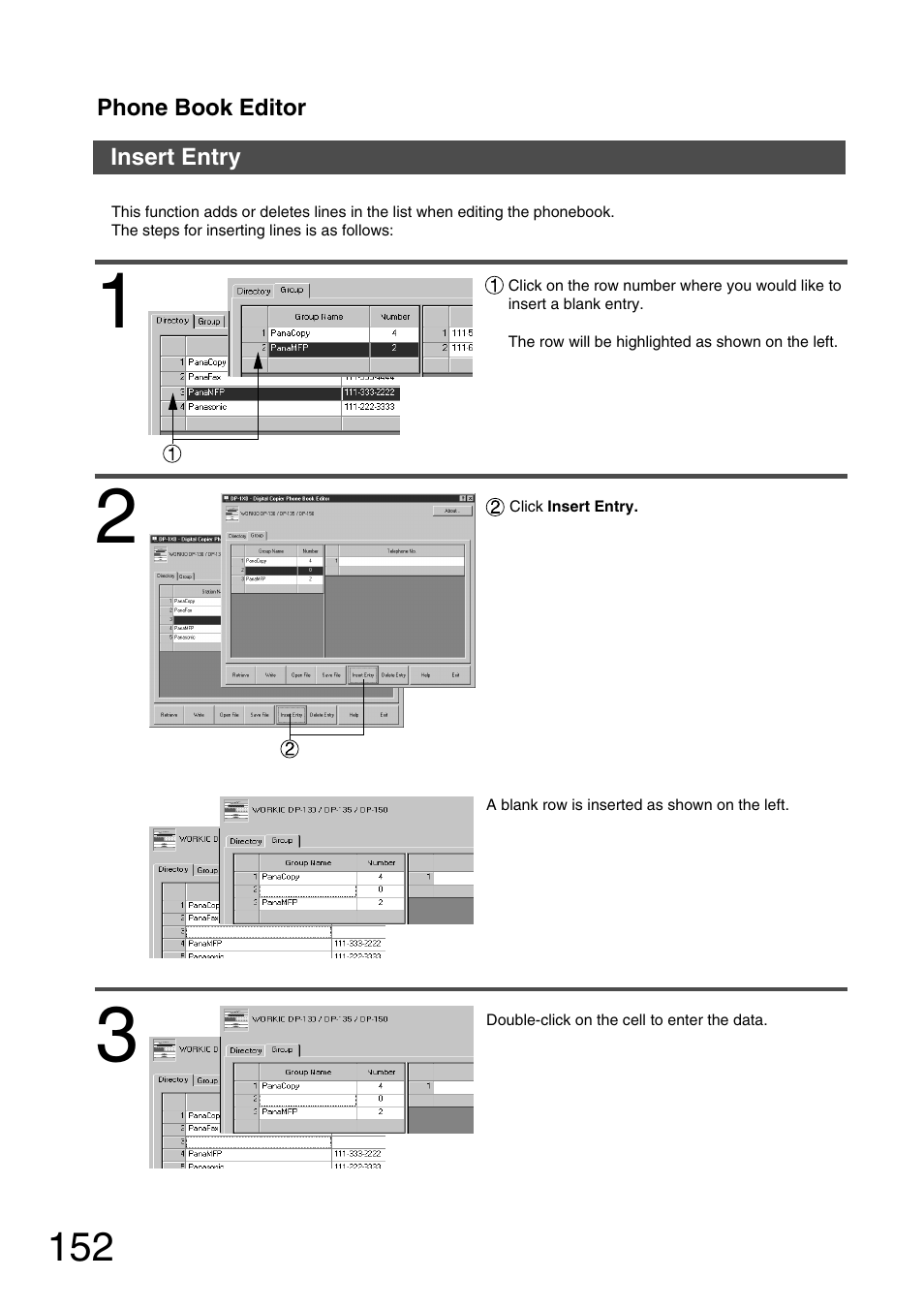 Insert entry | Panasonic 150P User Manual | Page 152 / 153