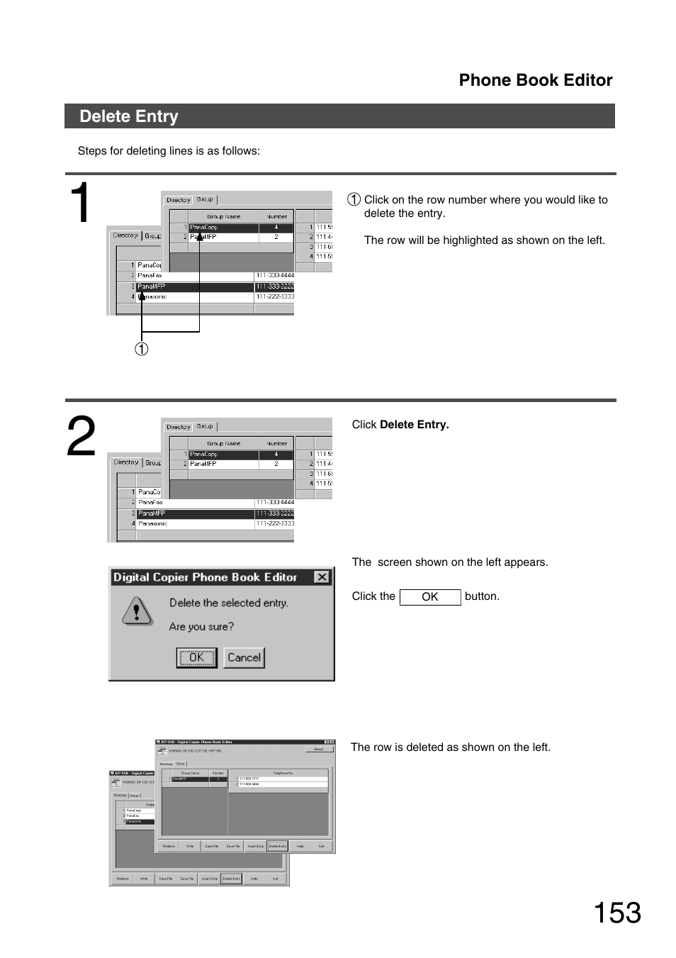 Delete entry | Panasonic 150P User Manual | Page 153 / 153
