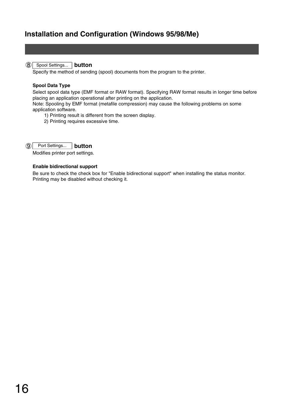 Installation and configuration (windows 95/98/me) | Panasonic 150P User Manual | Page 16 / 153