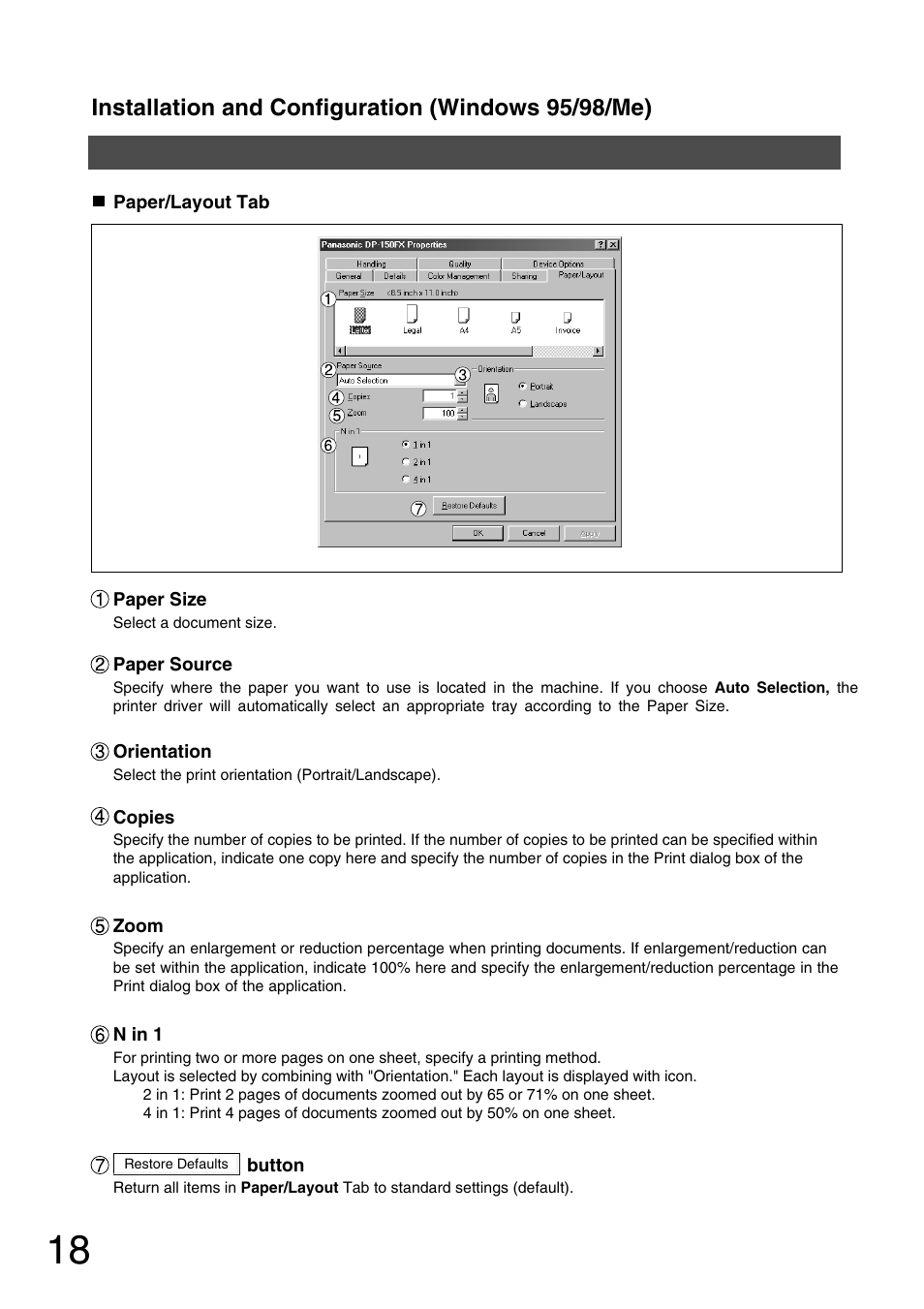 Installation and configuration (windows 95/98/me) | Panasonic 150P User Manual | Page 18 / 153