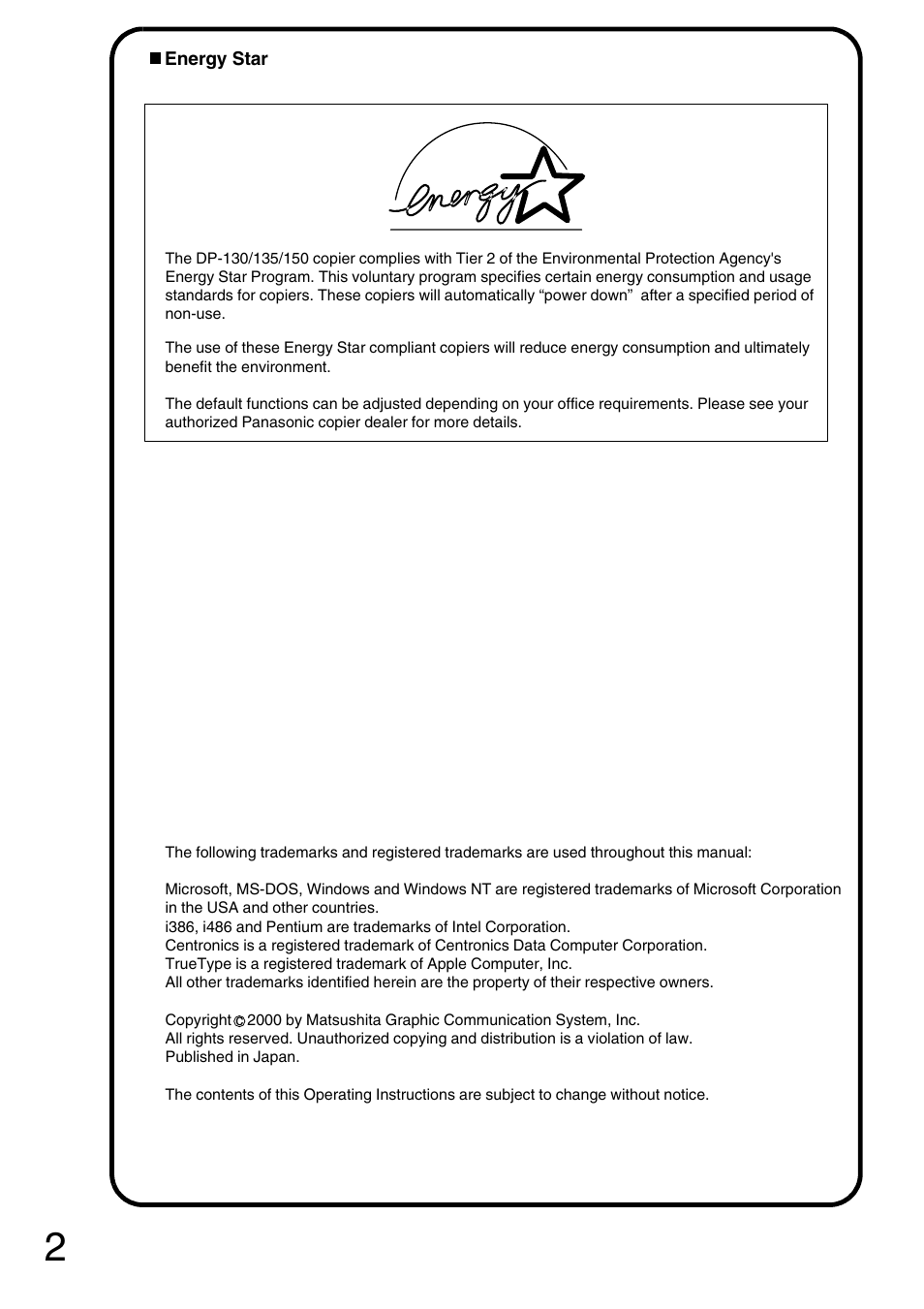 Panasonic 150P User Manual | Page 2 / 153