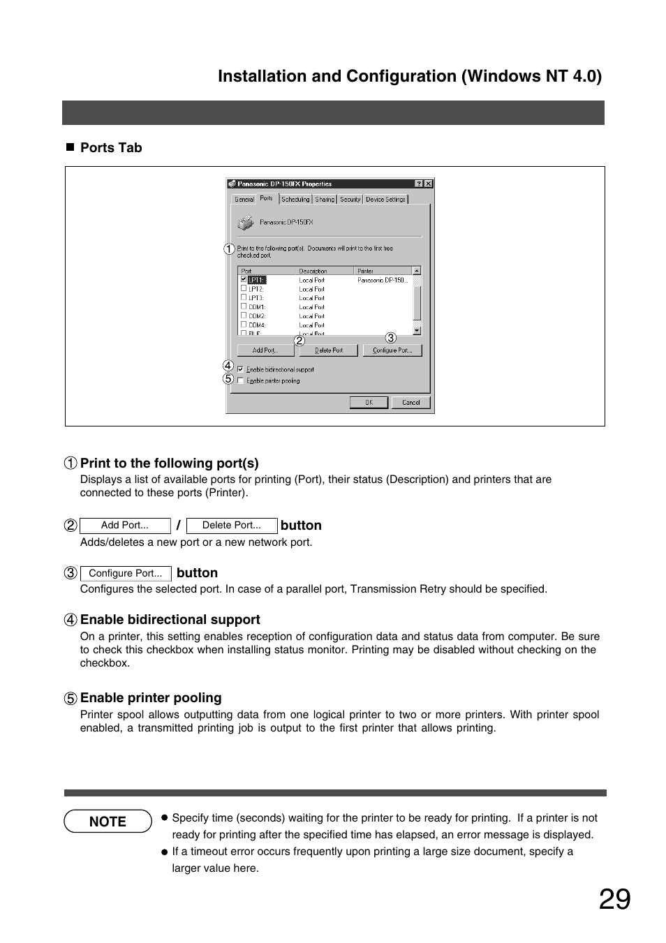 Installation and configuration (windows nt 4.0) | Panasonic 150P User Manual | Page 29 / 153