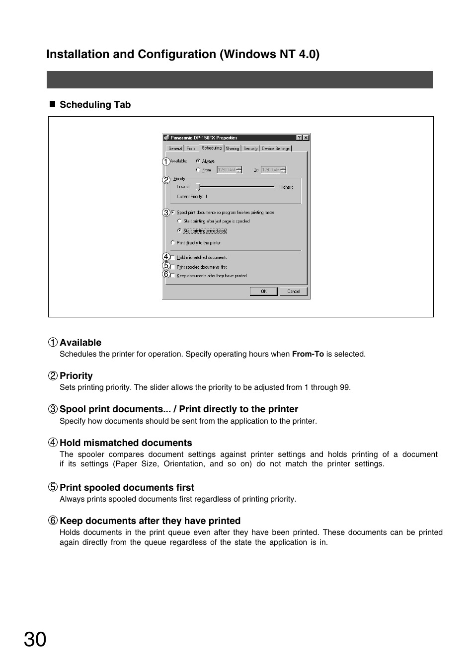 Installation and configuration (windows nt 4.0) | Panasonic 150P User Manual | Page 30 / 153