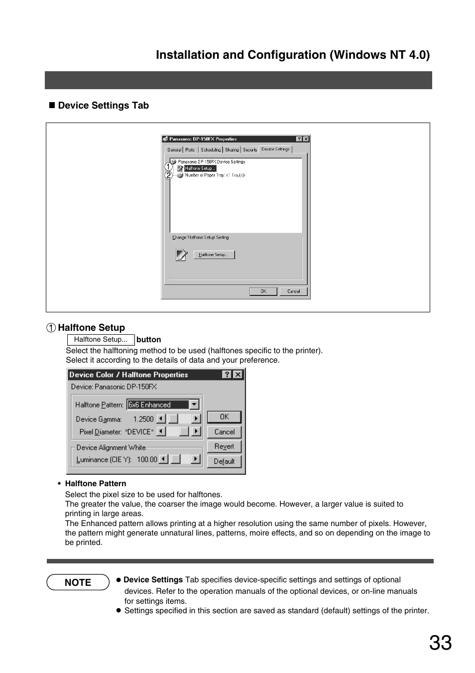 Installation and configuration (windows nt 4.0) | Panasonic 150P User Manual | Page 33 / 153
