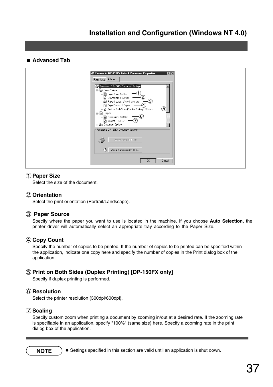 Installation and configuration (windows nt 4.0) | Panasonic 150P User Manual | Page 37 / 153