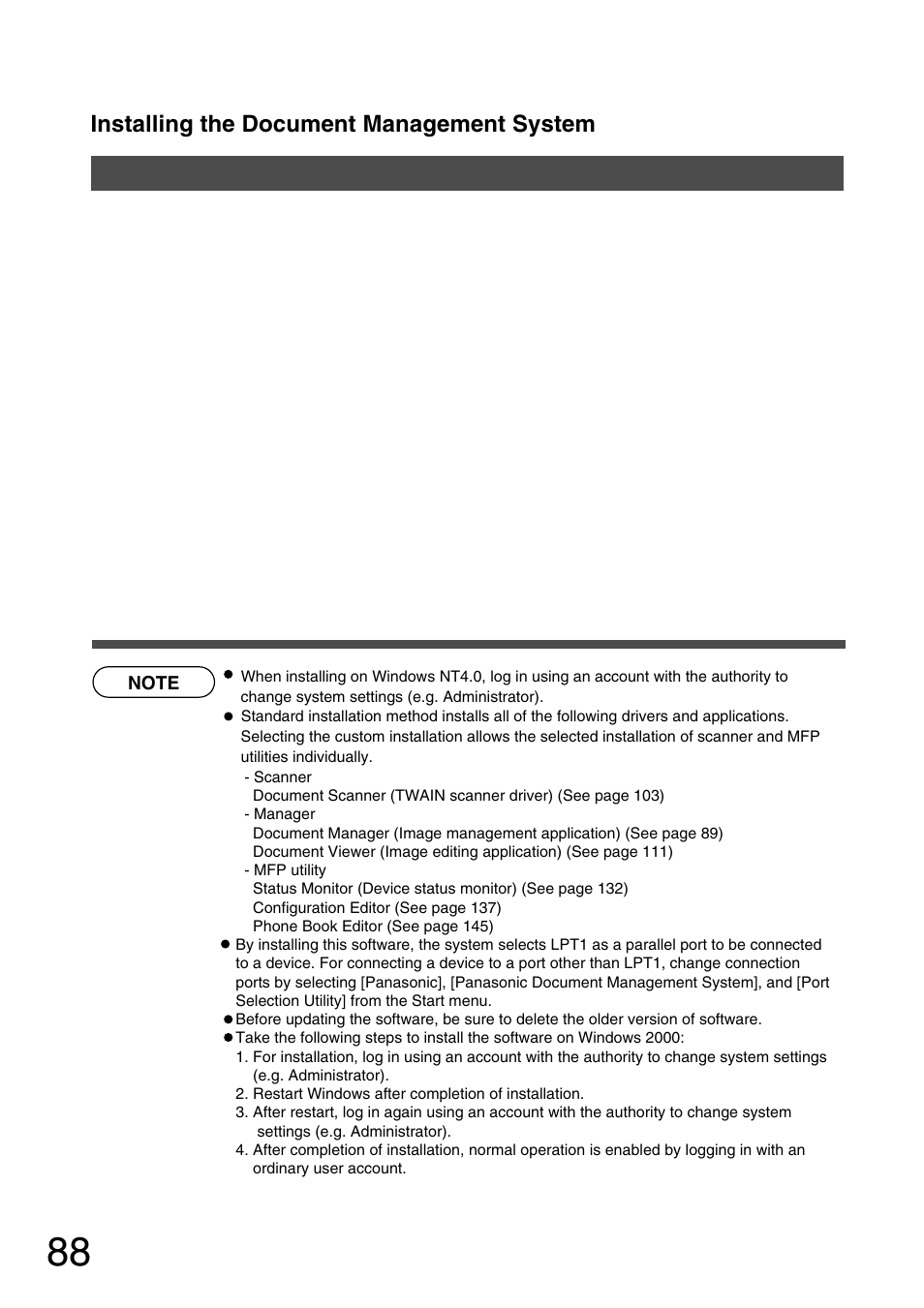 Installing the document management system | Panasonic 150P User Manual | Page 88 / 153
