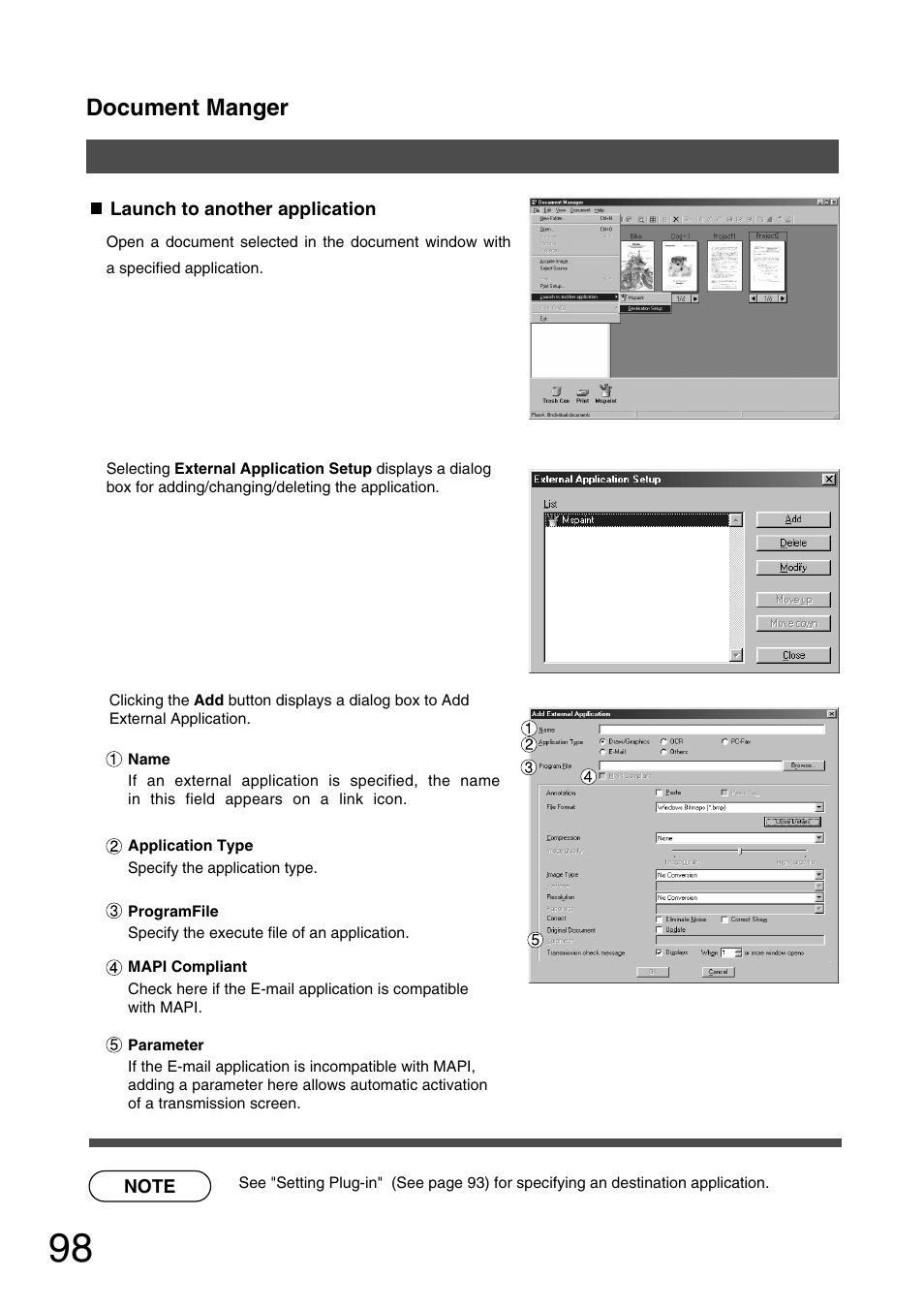 Document manger | Panasonic 150P User Manual | Page 98 / 153