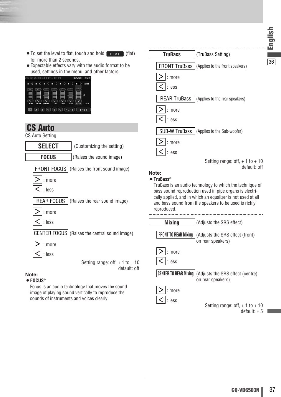 Cs auto, English, Select | Panasonic CQ-VD6503N User Manual | Page 37 / 100