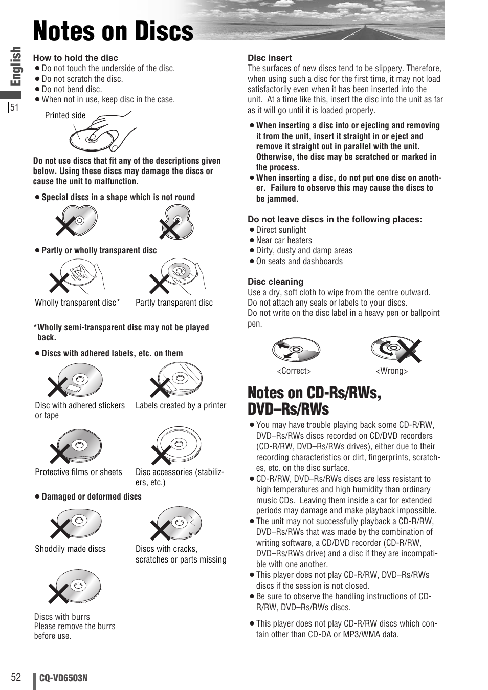 English | Panasonic CQ-VD6503N User Manual | Page 52 / 100