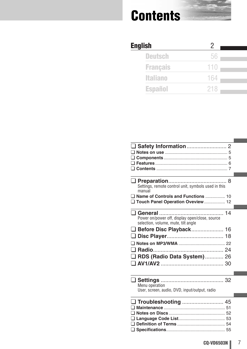 Panasonic CQ-VD6503N User Manual | Page 7 / 100