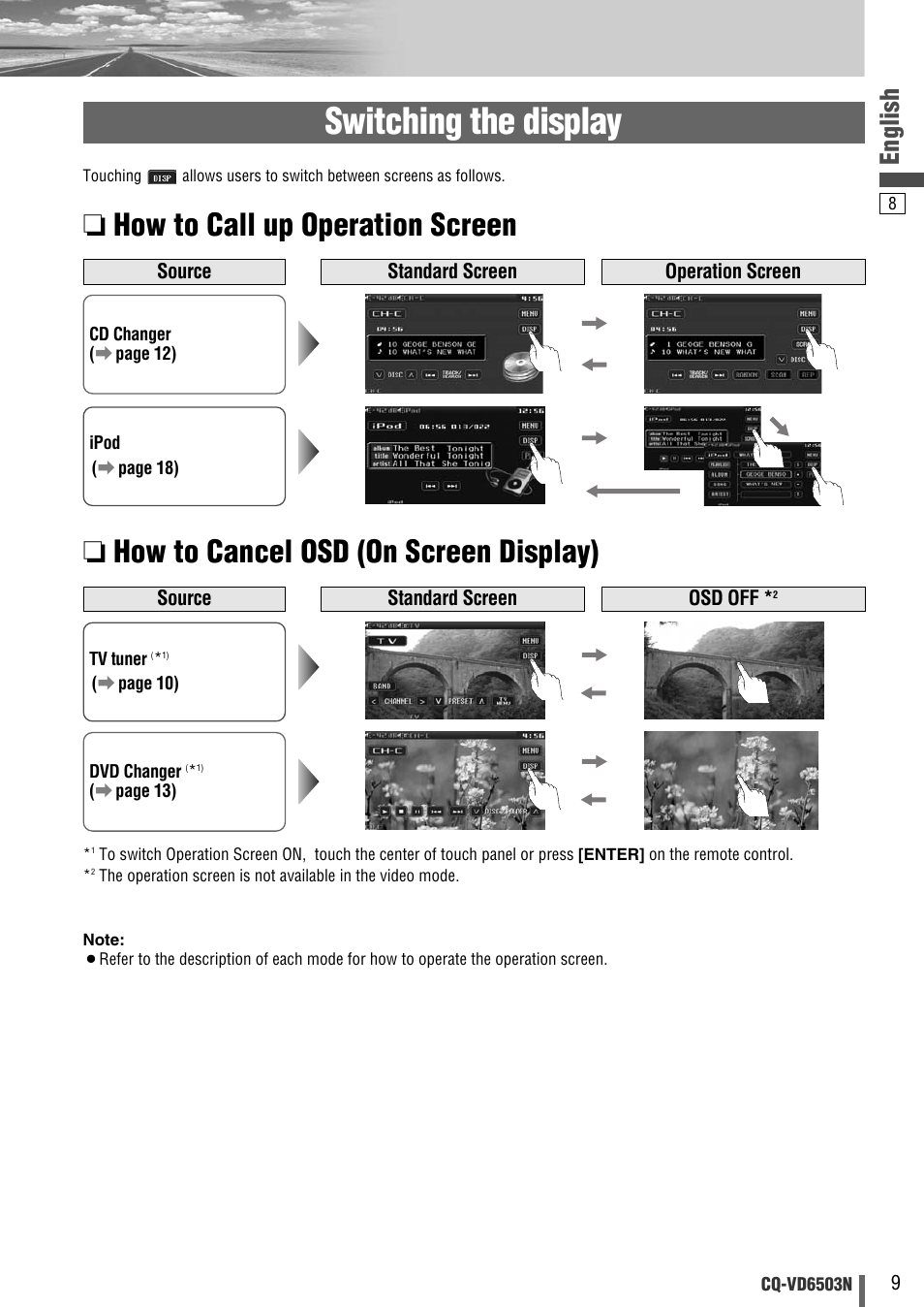 Switching the display, English | Panasonic CQ-VD6503N User Manual | Page 85 / 100