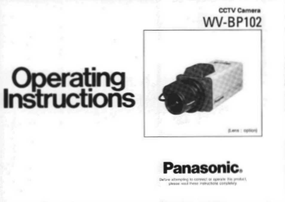 Panasonic CCTV CAMERA WV-BP102 User Manual | 22 pages