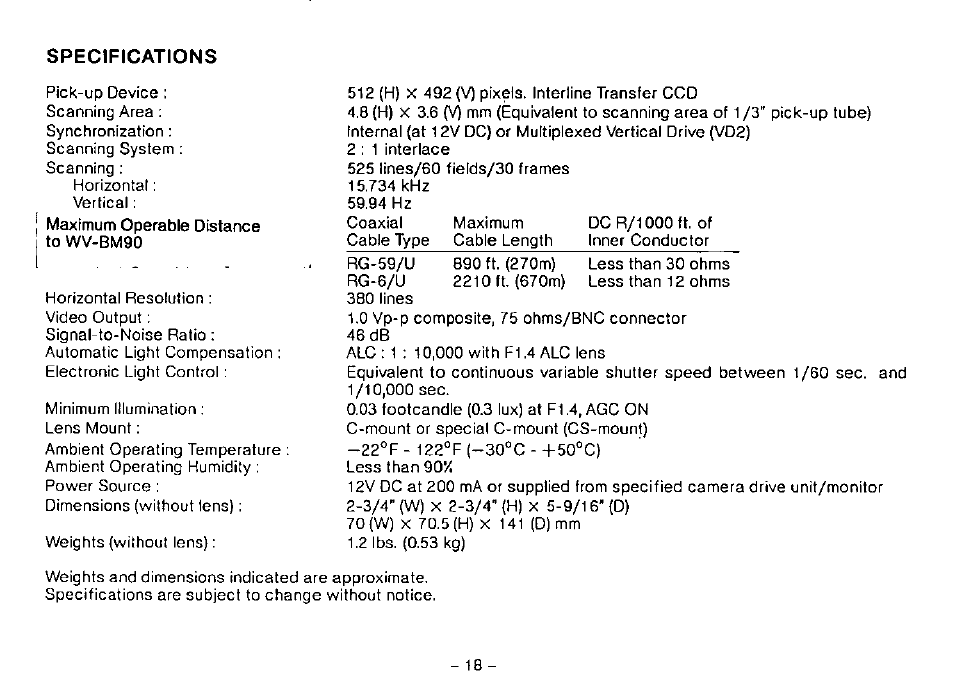 Panasonic CCTV CAMERA WV-BP102 User Manual | Page 20 / 22