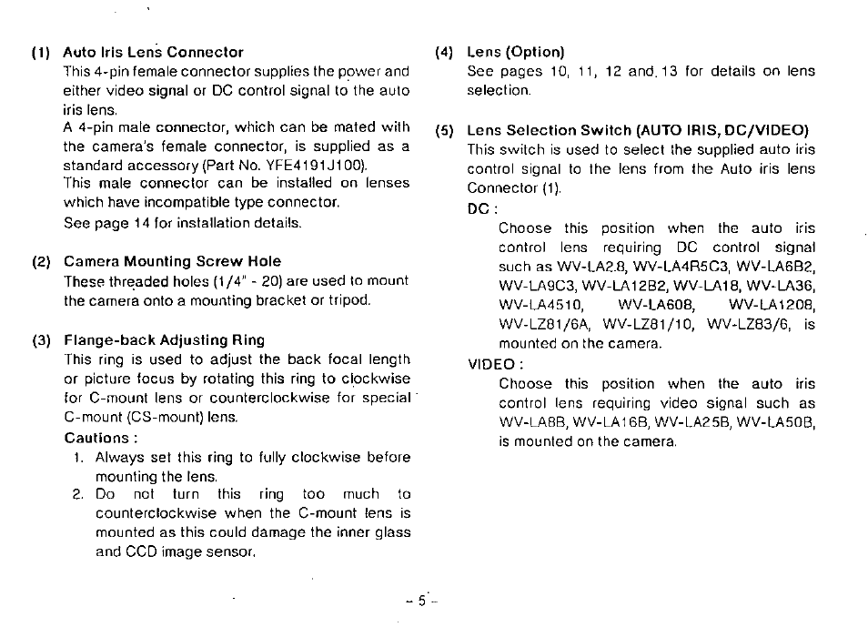 Panasonic CCTV CAMERA WV-BP102 User Manual | Page 7 / 22