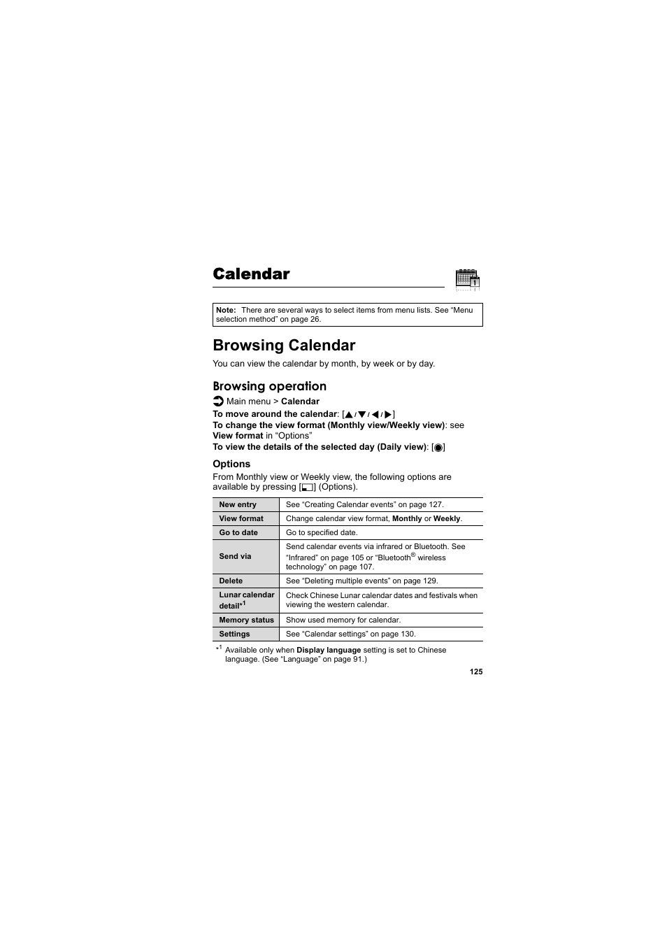 Calendar, Browsing calendar, Calendar browsing calendar | Browsing operation | Panasonic EB-MX7  EN User Manual | Page 128 / 168