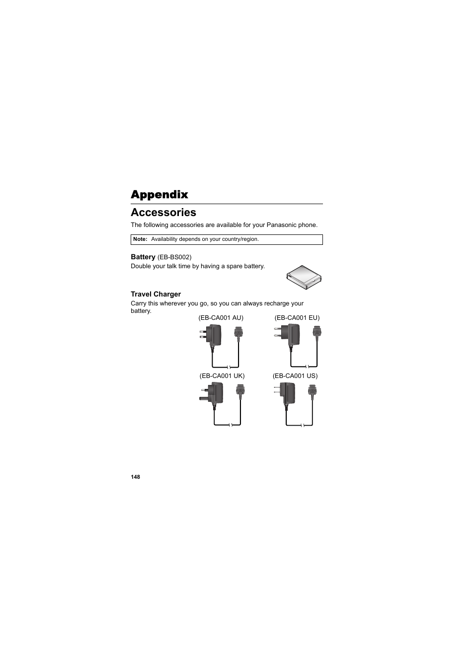 Appendix, Accessories, Appendix accessories | Panasonic EB-MX7  EN User Manual | Page 151 / 168