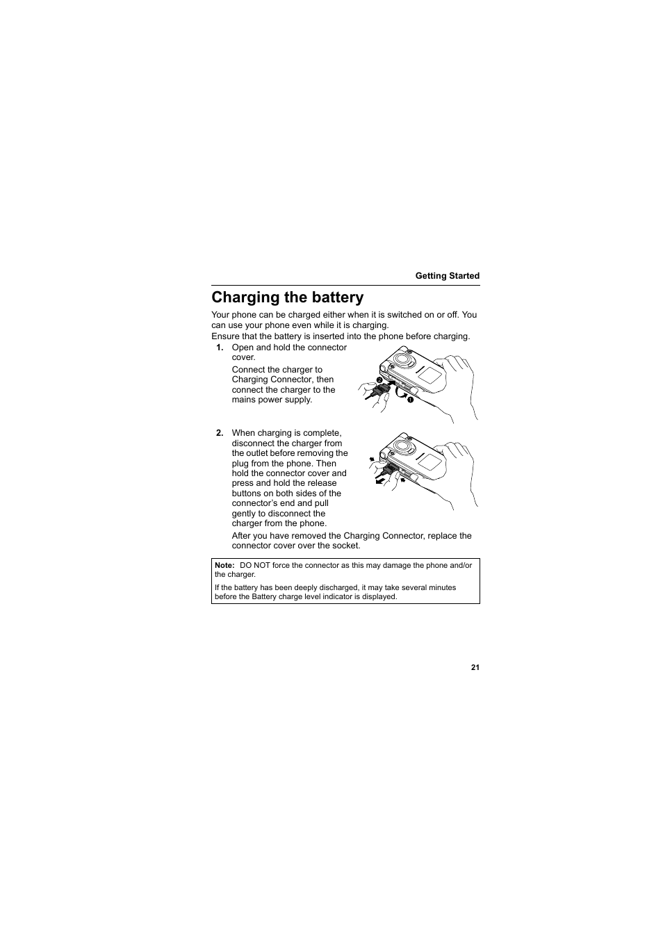 Charging the battery | Panasonic EB-MX7  EN User Manual | Page 24 / 168