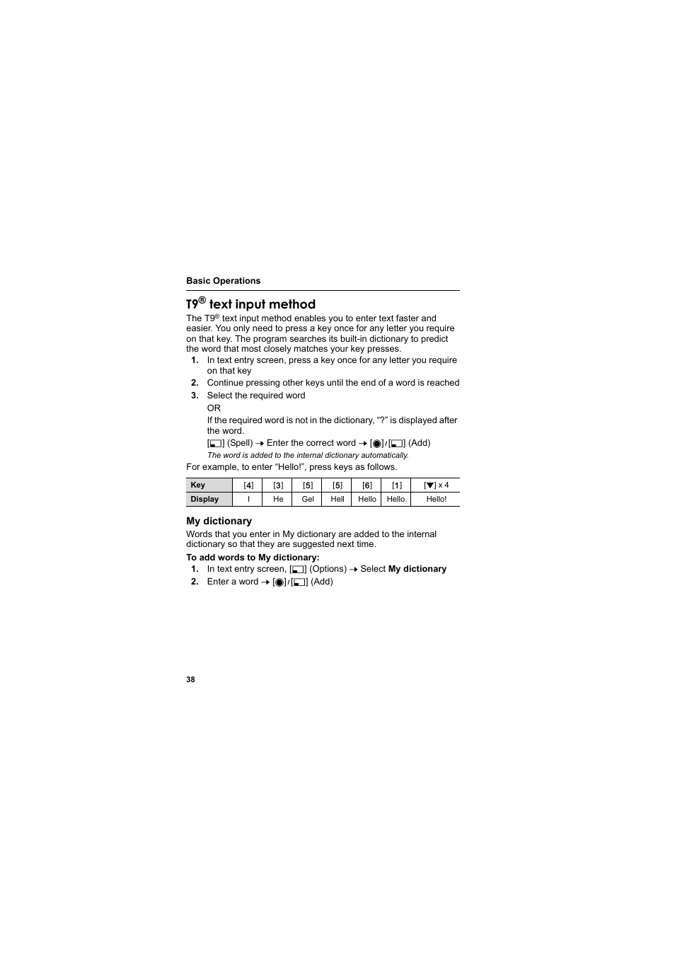 Text input method | Panasonic EB-MX7  EN User Manual | Page 41 / 168