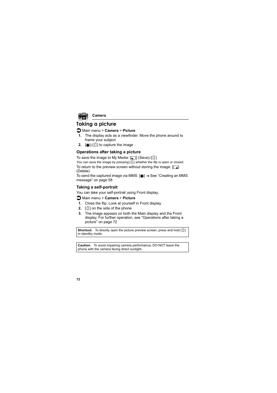 Taking a picture | Panasonic EB-MX7  EN User Manual | Page 75 / 168