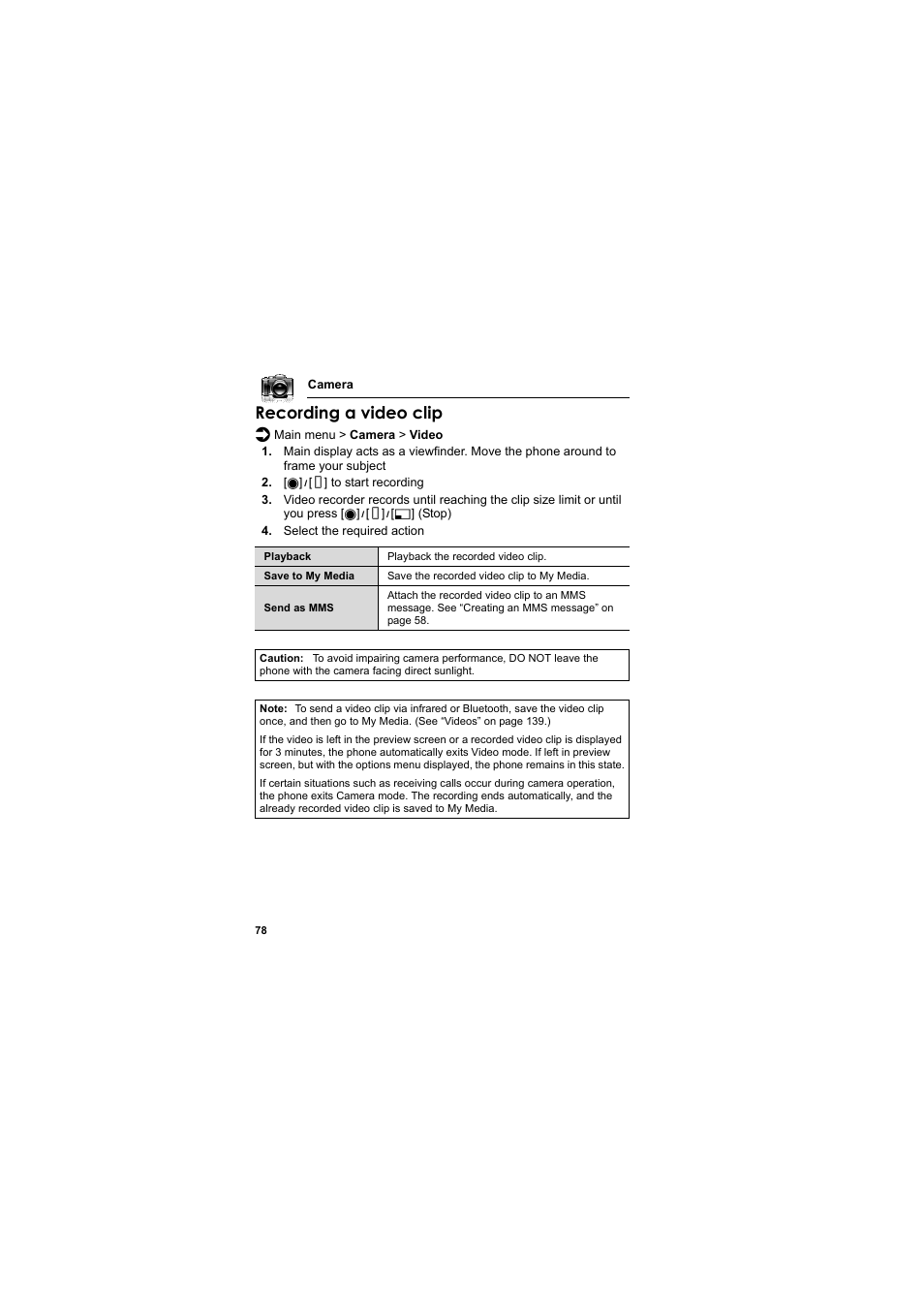 Recording a video clip | Panasonic EB-MX7  EN User Manual | Page 81 / 168