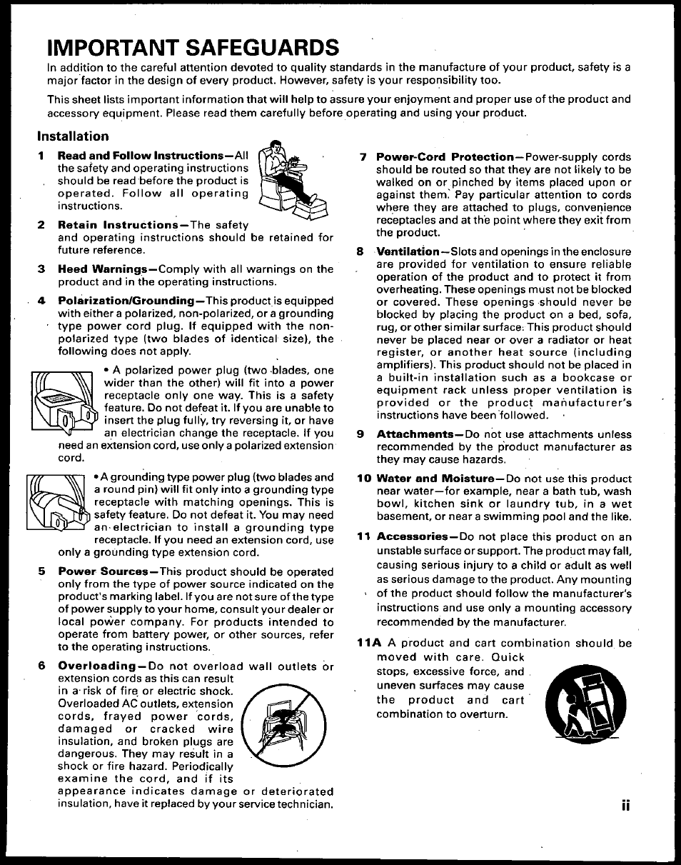 Important safeguards, Installation, Im portan t safegu ard s | Panasonic TU-IRD10 User Manual | Page 3 / 64