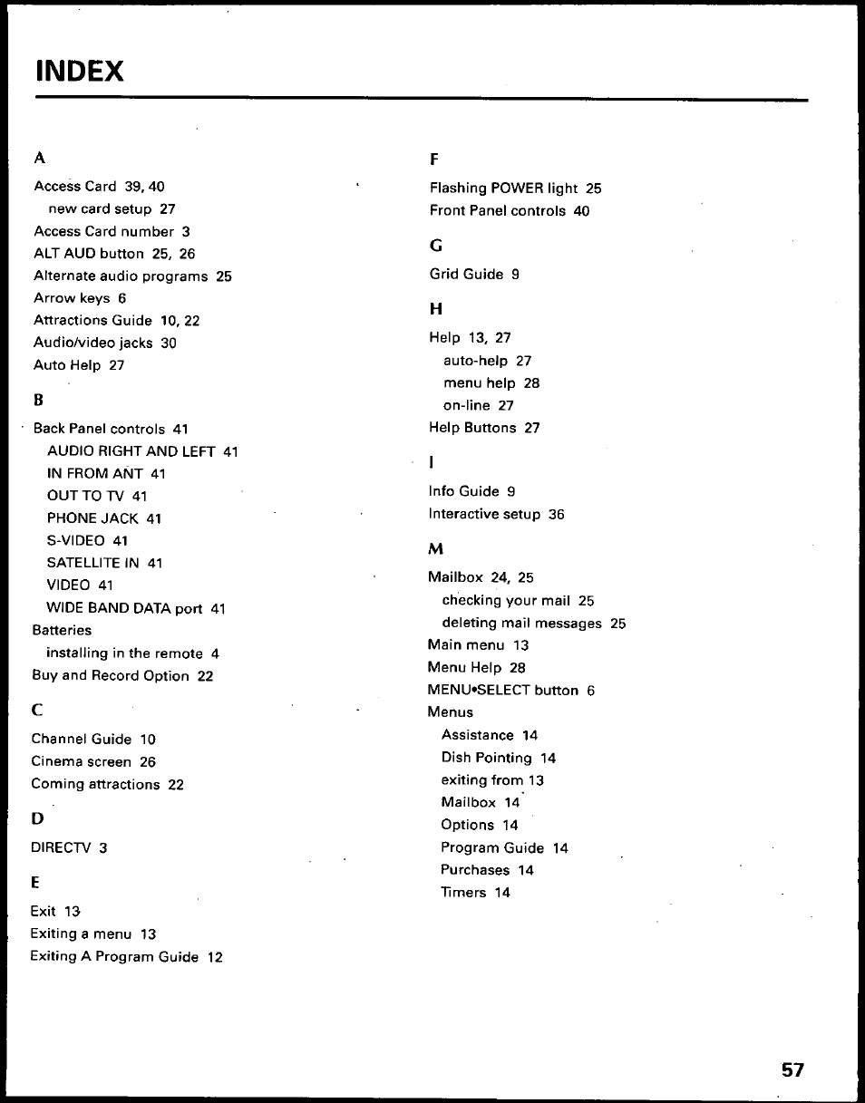 Index | Panasonic TU-IRD10 User Manual | Page 61 / 64