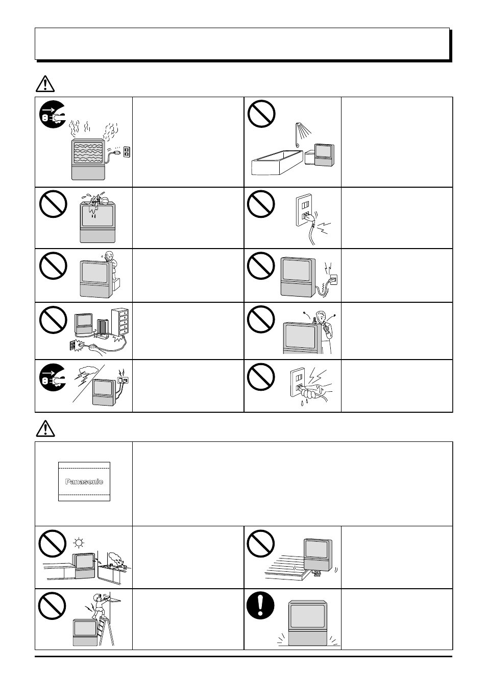 Warnings and cautions, Warnings, Cautions | Panasonic TX-43P800H User Manual | Page 3 / 36