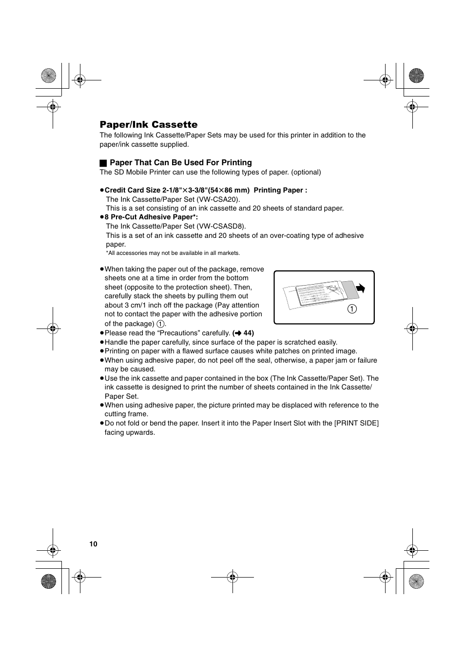 Paper/ink cassette | Panasonic SV-P20U User Manual | Page 10 / 62