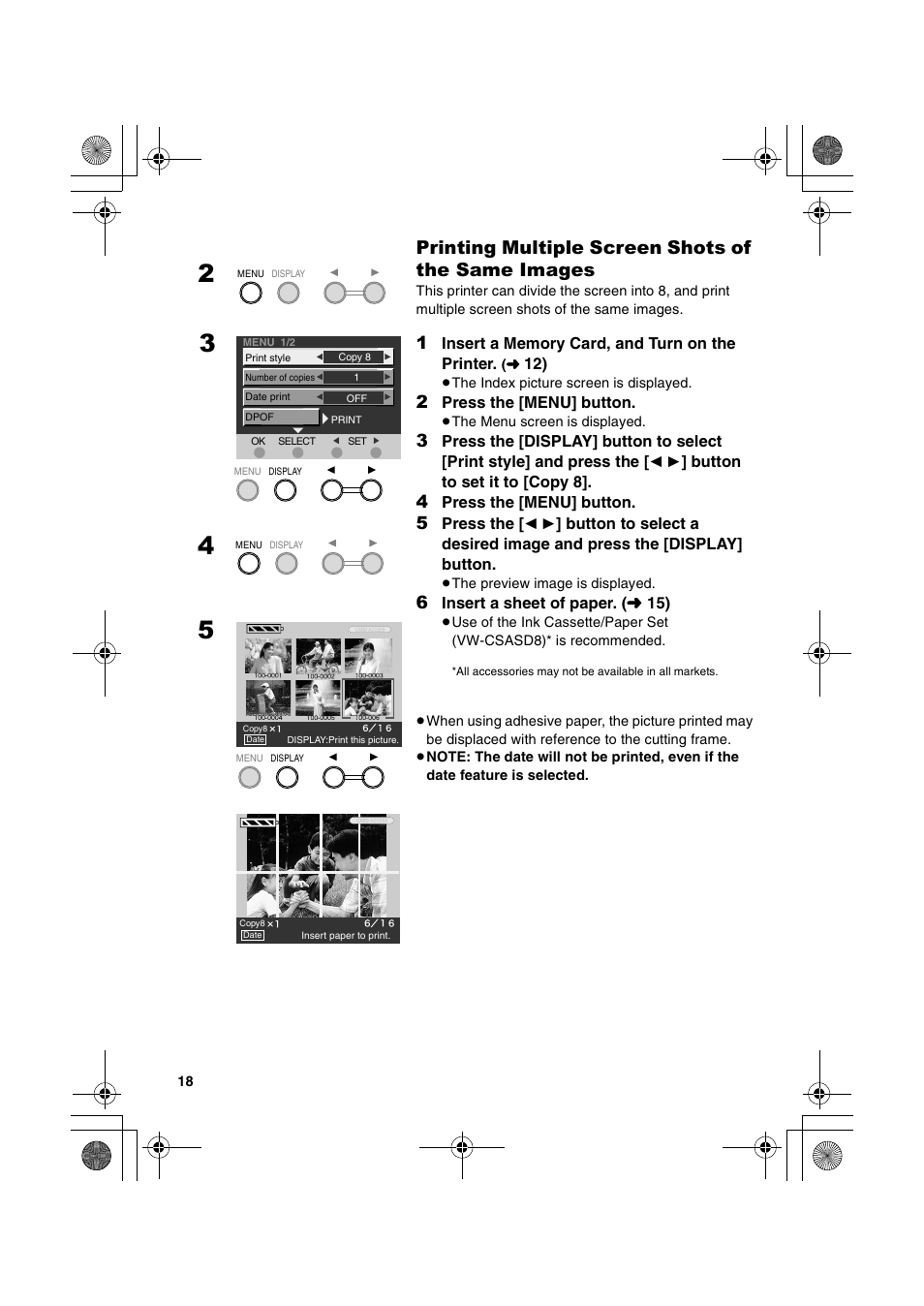Printing multiple screen shots of the same images | Panasonic SV-P20U User Manual | Page 18 / 62